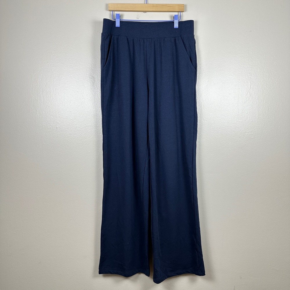 Christopher & Banks Women's M Pants Navy Blue‎ Wide Leg Knit Lounge Trousers